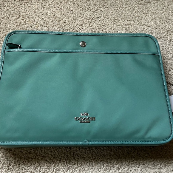 NWT Coach Teal Laptop Sleeve - Picture 1 of 8
